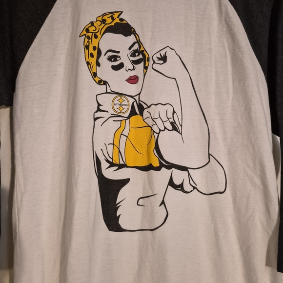 Womens Raglan Sleeve Graphic Tee Pittsburgh Steelers Small - Picture 2 of 5